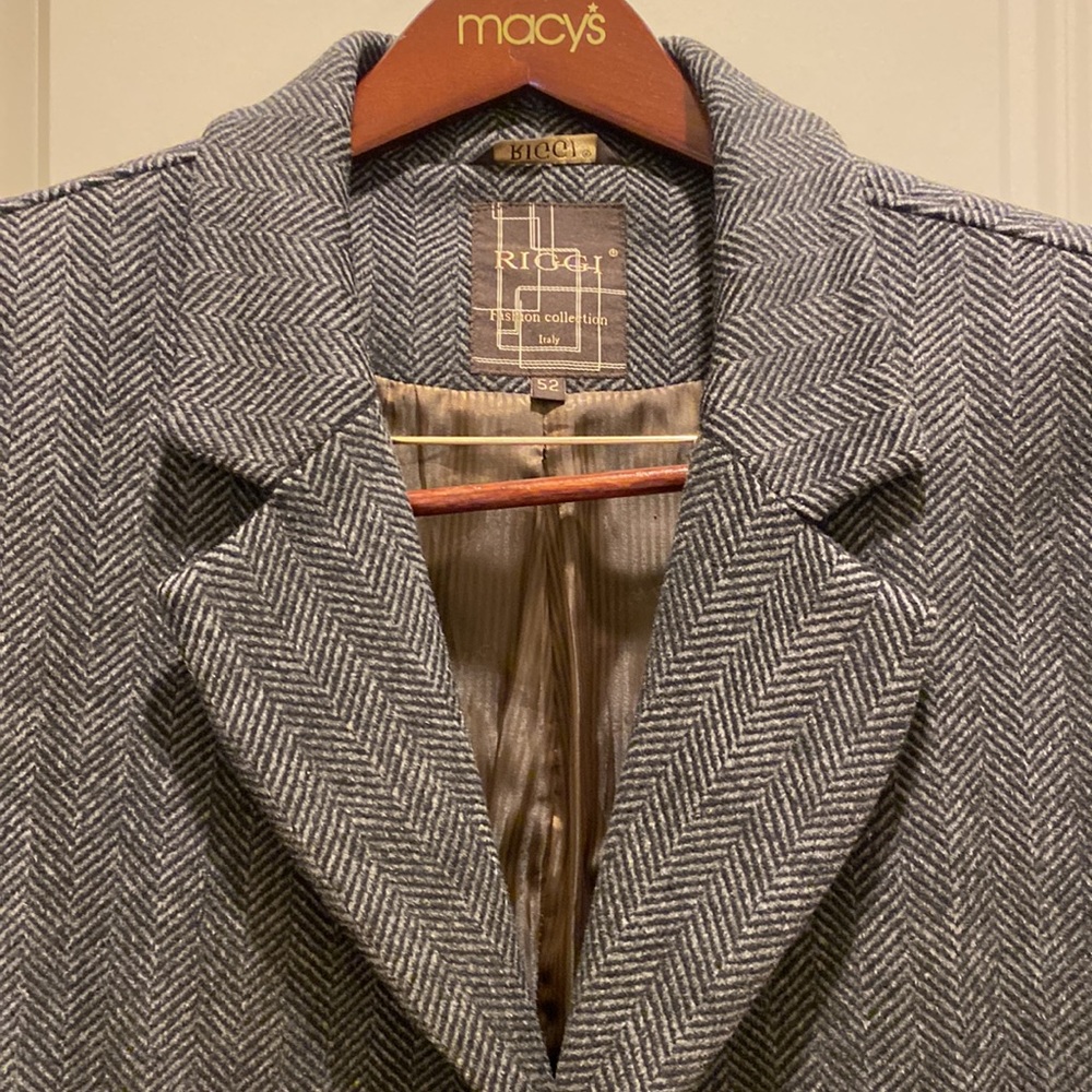 RIGGI Men’s Wool Single Breasted Long Trench Coat Made in Italy Sz 52(IT)/L(US)